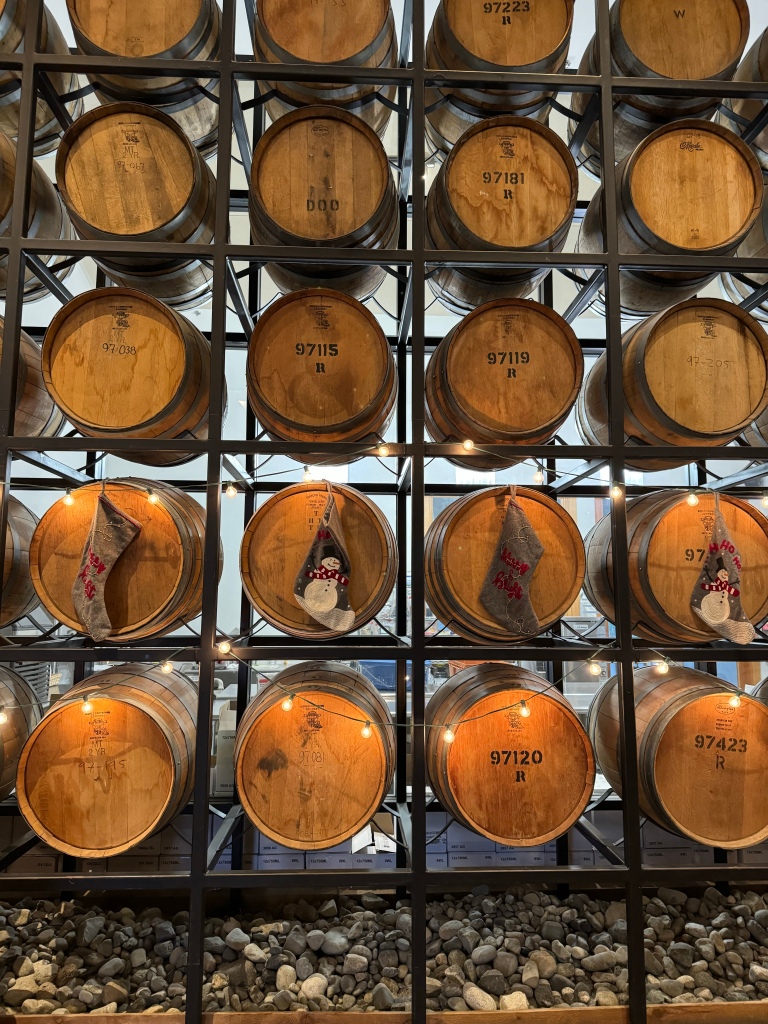 Wine barrel wall.